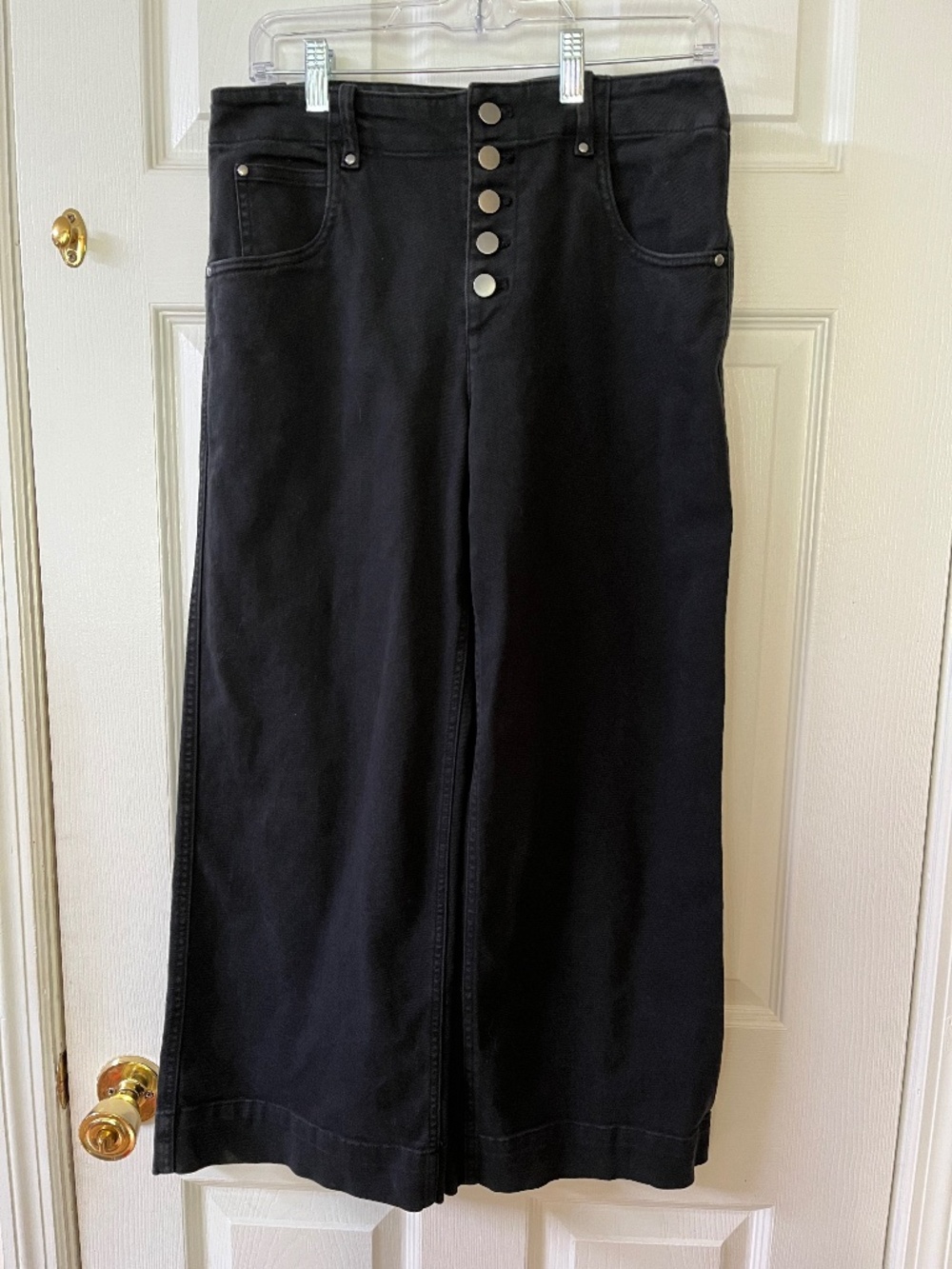 Gap black high rise button wide leg crop pants